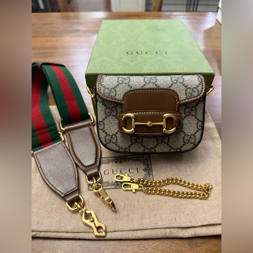 Gucci Horsebit 1955 mini bag gg supreme canvas with gold hardware